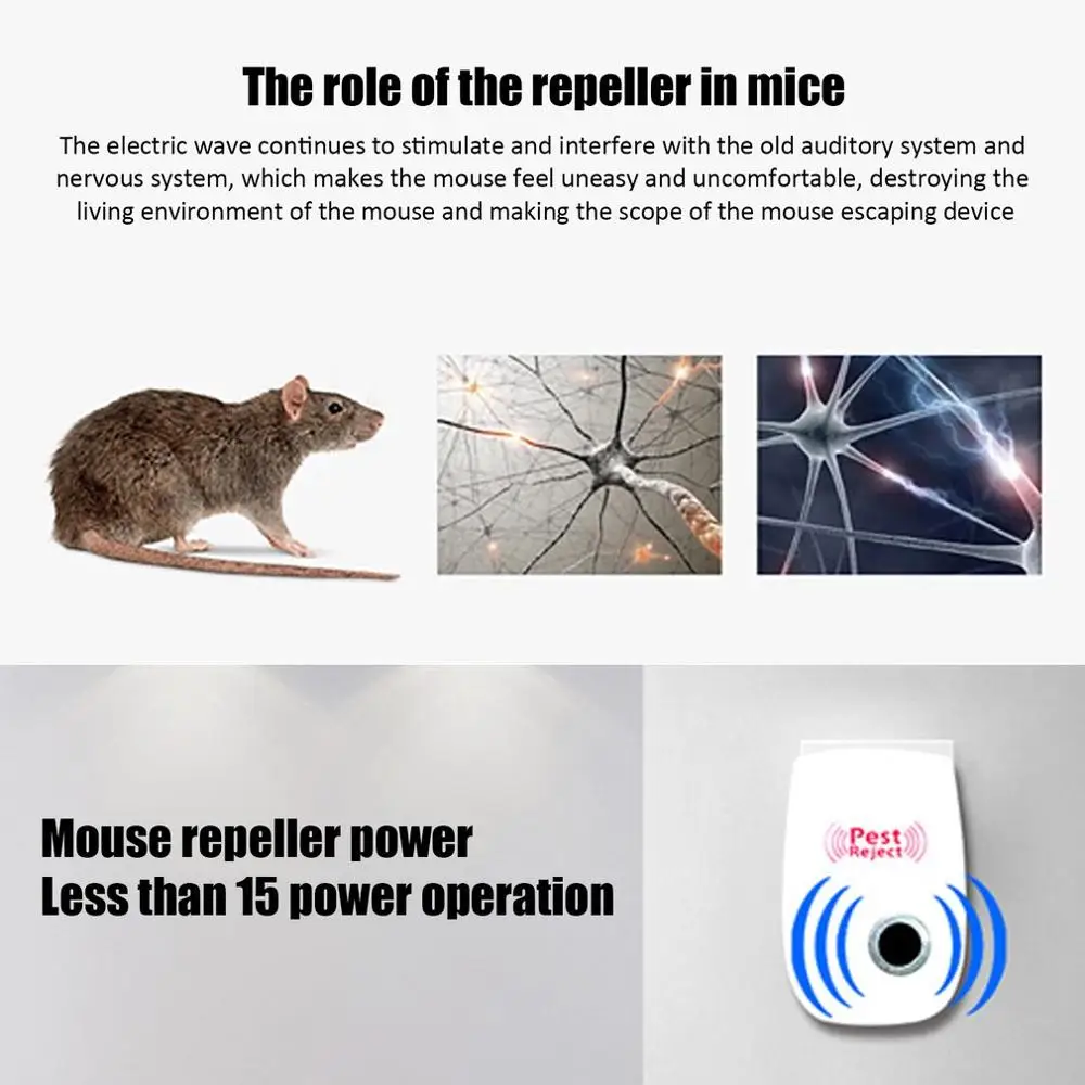 

Mosquito Repellent Pest Control Ultrasonic Pest Repeller Mosquito Killer Insect Repellent Mole Mouse Pest Reject Repellent EU/US