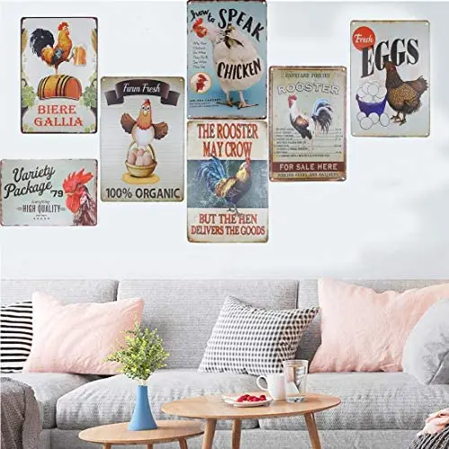 

Farm Fresh Eggs Retro Vintage Metal Tin Signs Rustic Farmhouse Country Wall Art Sign 8" X 12" Inches