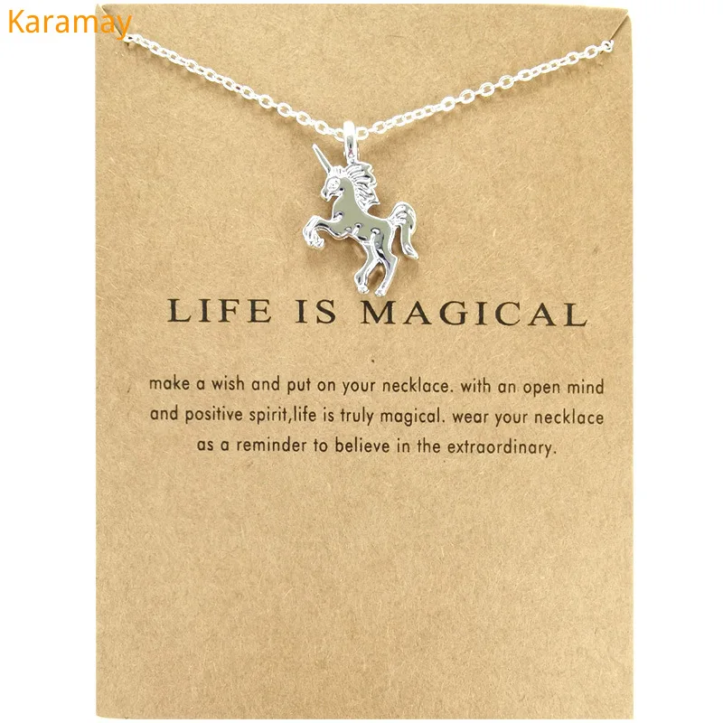 

Wish Amazon Unicorn Necklace Alloy pony creative card clavicle chain