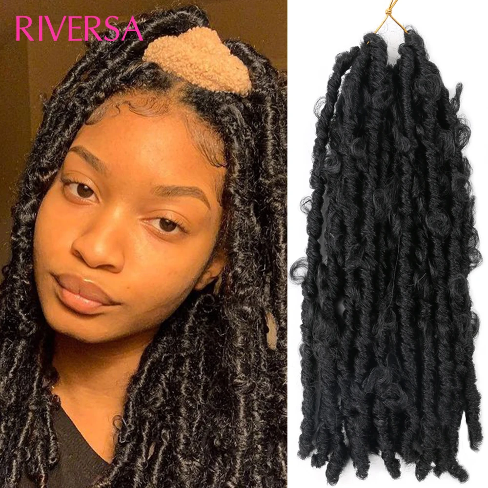 

Butterfly Locs Crochet Hair 14 inch 1-7Pcs Pre-twisted Distressed Crochet Braids Pre-looped Synthetic Braiding Faux Curly Hair