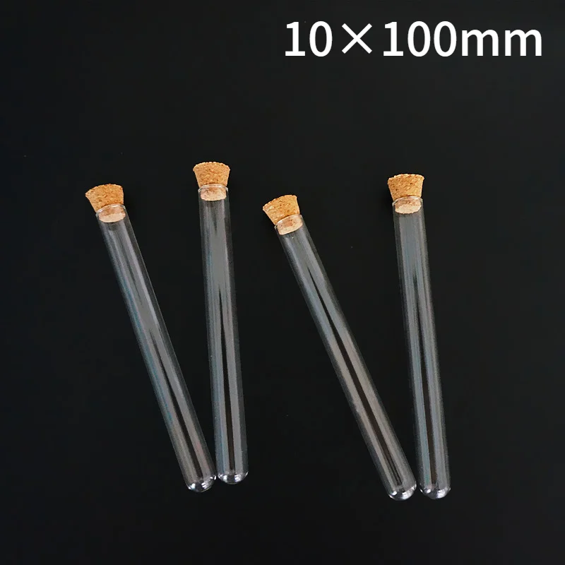 

Прозрачная стеклянная пробирка с круглым дном, 48 шт./лот, 10x100 мм, с пробковыми заглушками для школьных лабораторных экспериментов