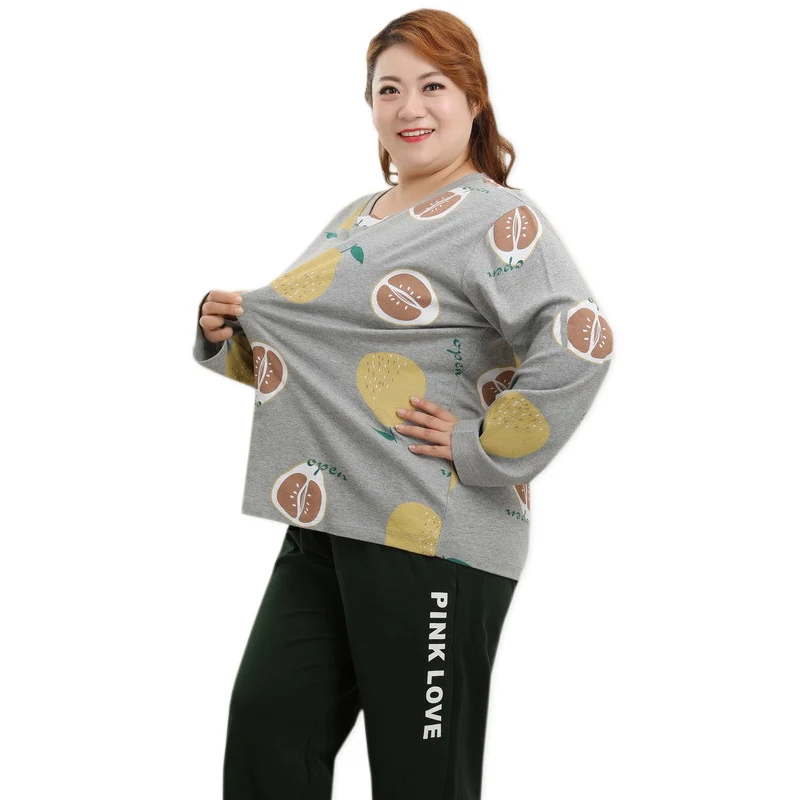 Новинка, большие размеры 5XL, Симпатичные пижамные комплекты, женская одежда для сна, зимняя удобная мода, хлопок, пижамы для женщин, большой размер 4xl, 130 кг