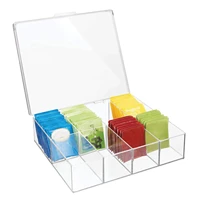 transparent tea bag storage box with lid 8 compartments cosmetics holder jewelry organizer case for kitchen office home