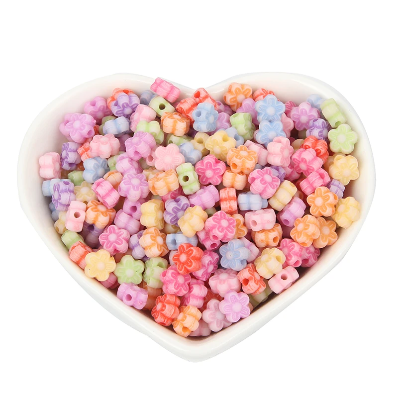 100Pcs Mixed Flowers Acrylic Beads 7x4mm For Jewellery Marking Loose Spacer Bracelet Necklace Charm Jewelry Finding | Украшения и