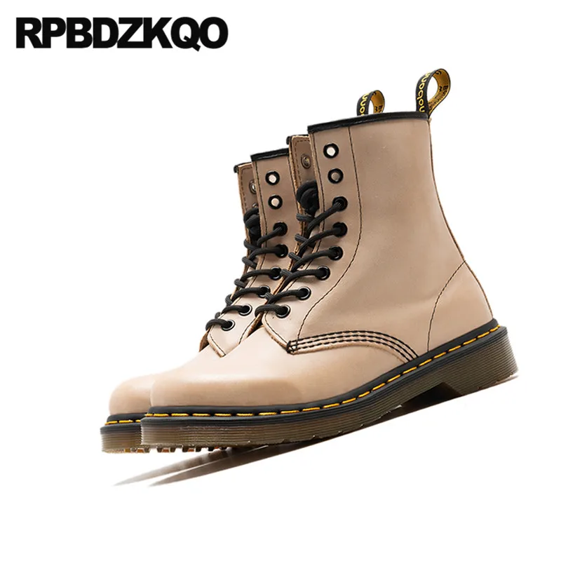 Женские ботильоны на плоской подошве осенние ботинки из натуральной кожи с