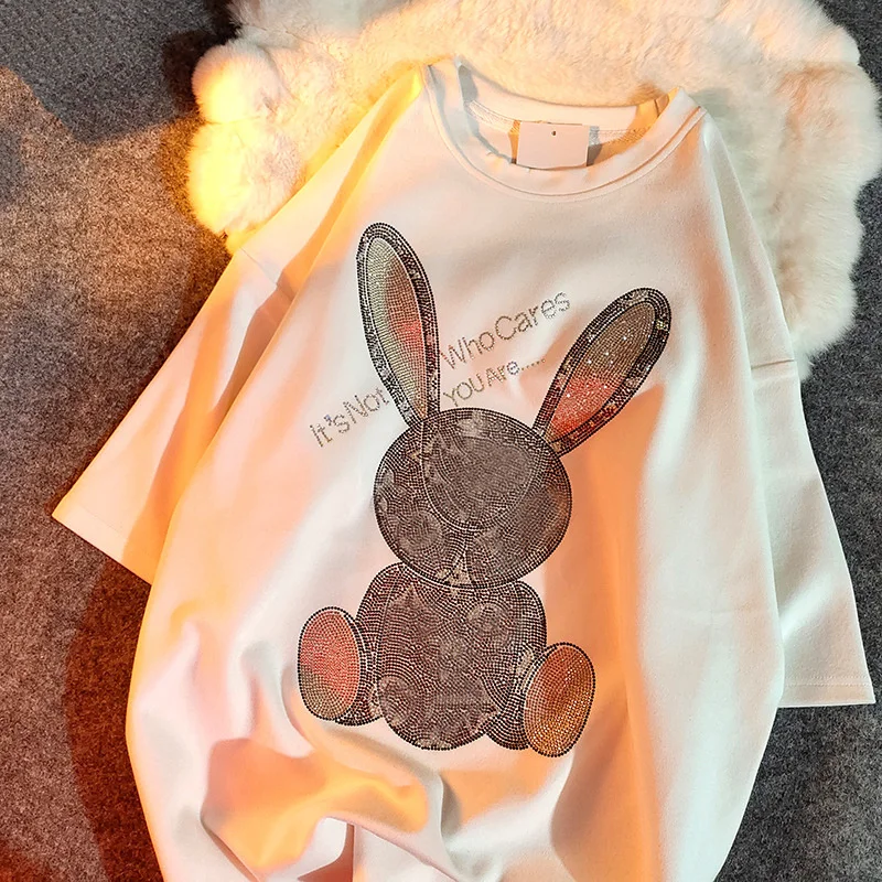 Женская свободная футболка с коротким рукавом белая большого размера новинка