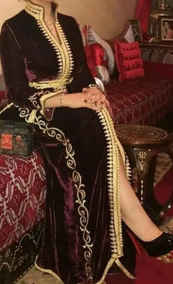 Karakou Algérien вечерние платья с длинным рукавом для выпускного вечера 2020 Бургундия