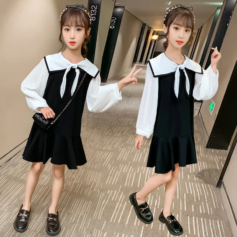 

Kids Dress for Girl Spring Long Sleeve Bow Princess Dress Elegant Girls Dress Children Party Clothing 3 4 6 8 10 12 Yrs