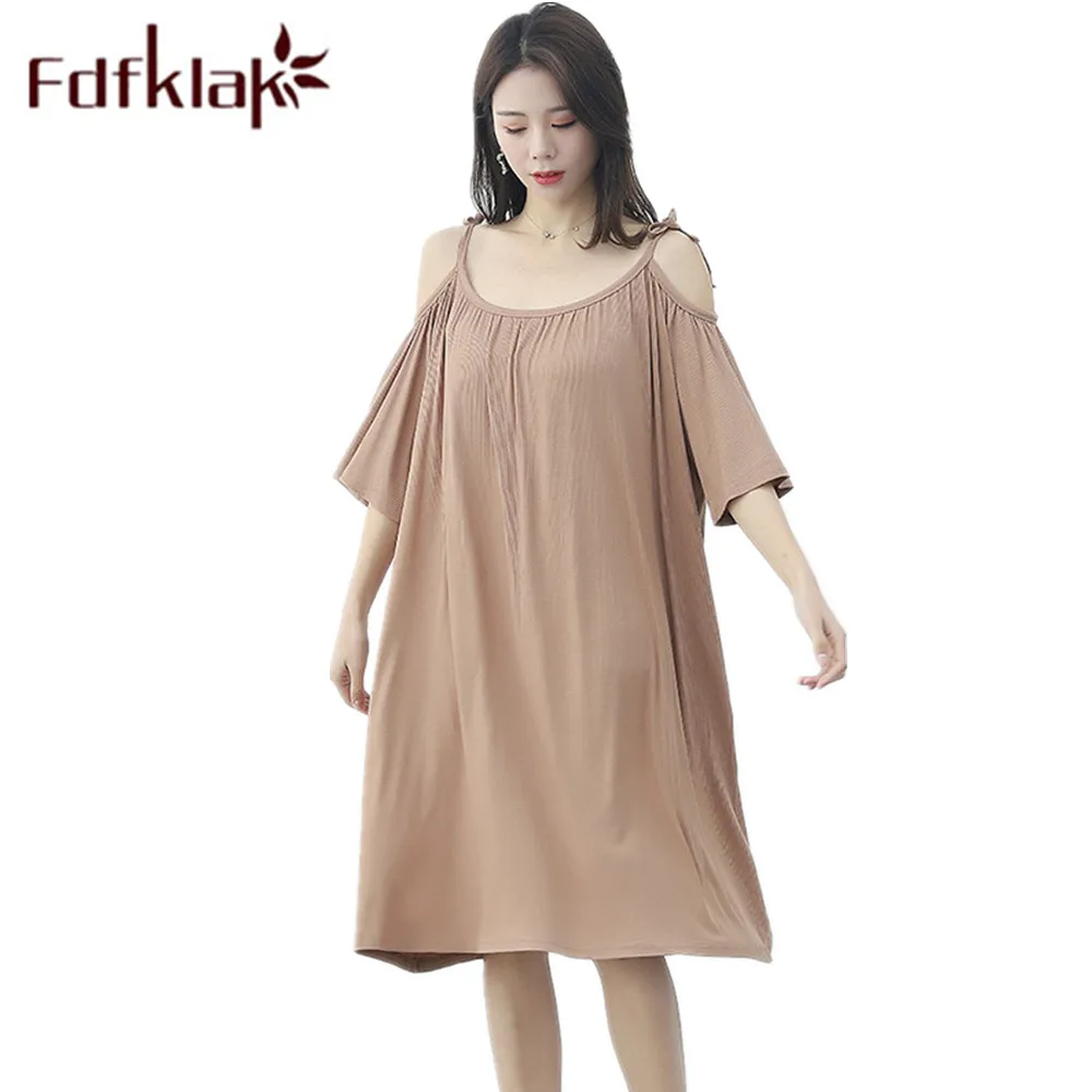 

Fdfklak Female Modal Nightgown Lady Sexy Summer Spaghetti Strap Night Dress Women Nighties Sleeveles Sleepwear Nightwear