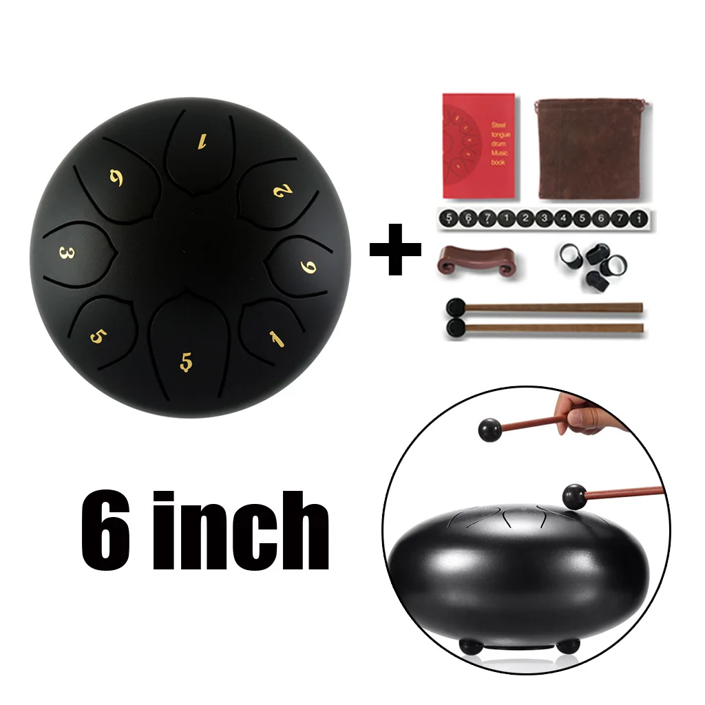6 дюймов Сталь язык барабан C-ключ 8 Примечания Handpan барабана для начинающих