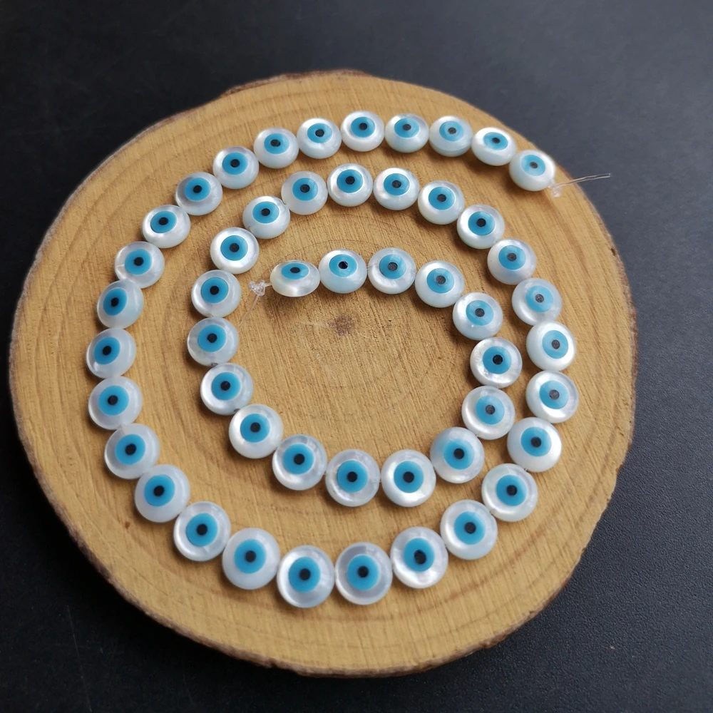 60 шт./лот 6 мм круглые синие сглаза Швабра бусины натуральные голубые