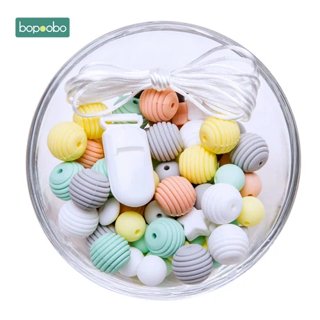 Peachy set Bopoobo DIY набор силиконовых бусин пищевой бусины в форме животных для лекарственная соска цепочка Кулон Ожерелье ремесла аксессуар детский Прорезыватель - Цвет: Peachy set
