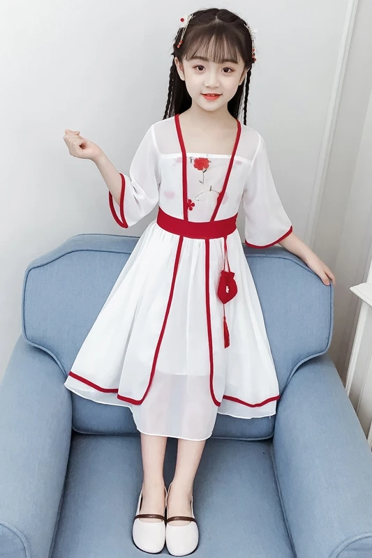 

girls Hanfu dress spring new Korean version of the big children's foreign style Chinese style princess skirt