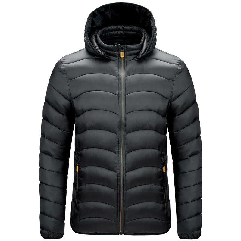 

2021 new cotton coat lightweight hooded detachable ribbed quilted jacket autumn and winter casual men's down jacket