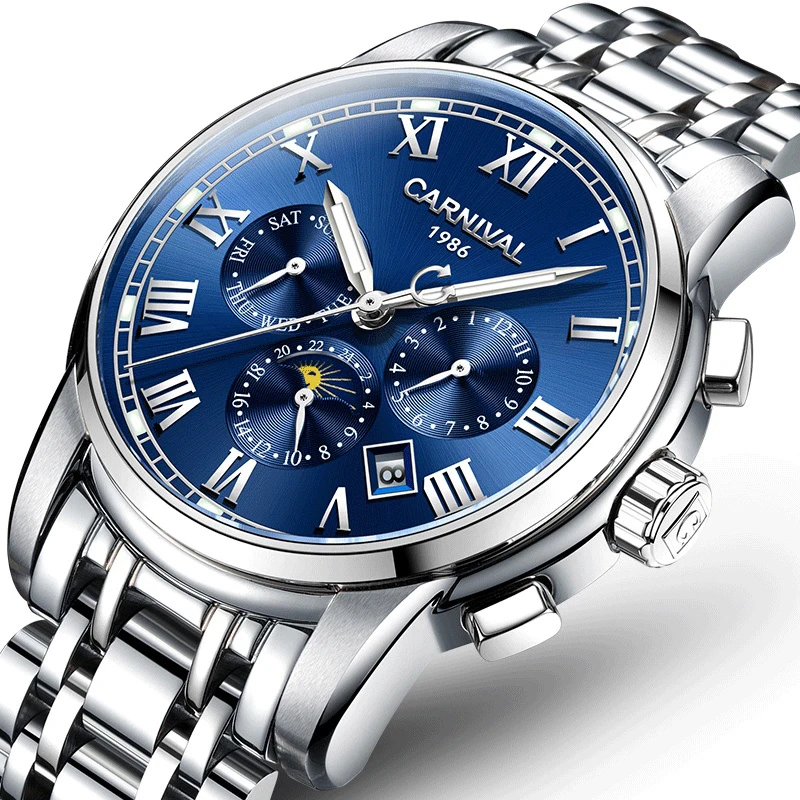 Switzerland Carnival Sapphire reloj hombre часы мужские брендовые Роскошные многофункциональные