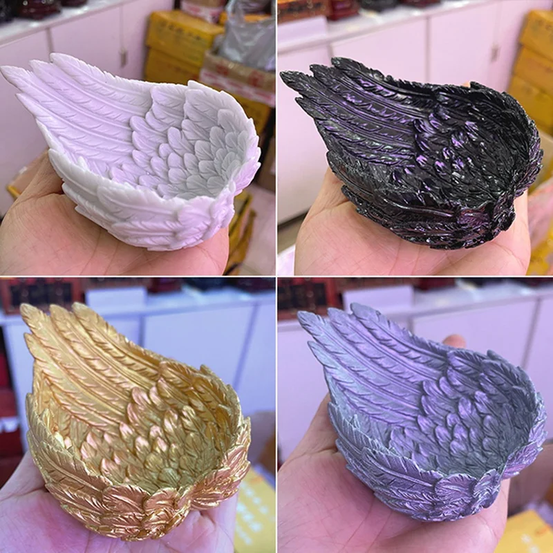 

Resin Crystal Ball Base Feather Wing Crafts Ornaments Basket Desktop Home Decoration Gifts Decorative Base