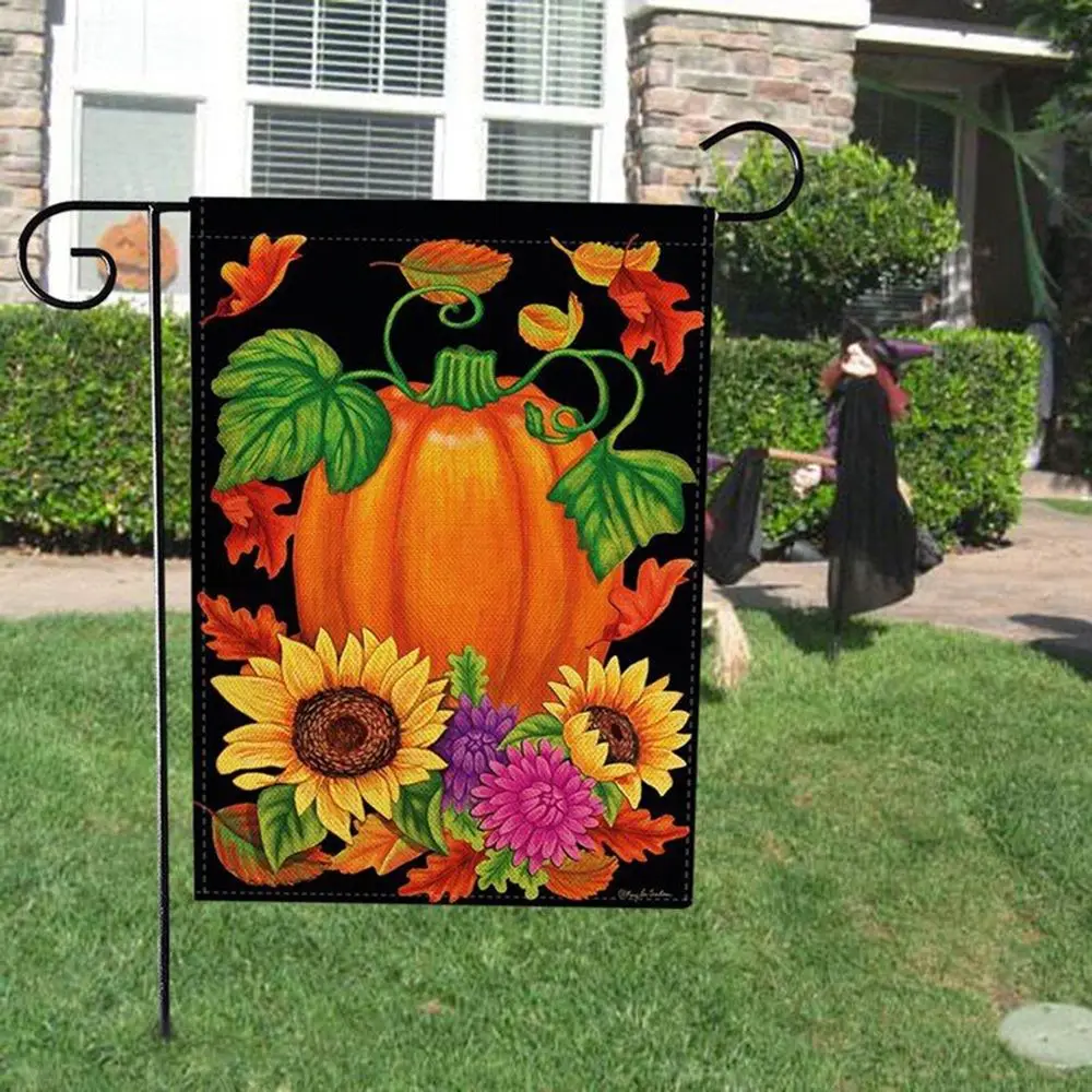 

9 Types 47*32cm Polyeste Pumpkin Weatherproof Welcome Autumn Fall Garden Flag Home Banner Happy Halloween Decoration New Arrival