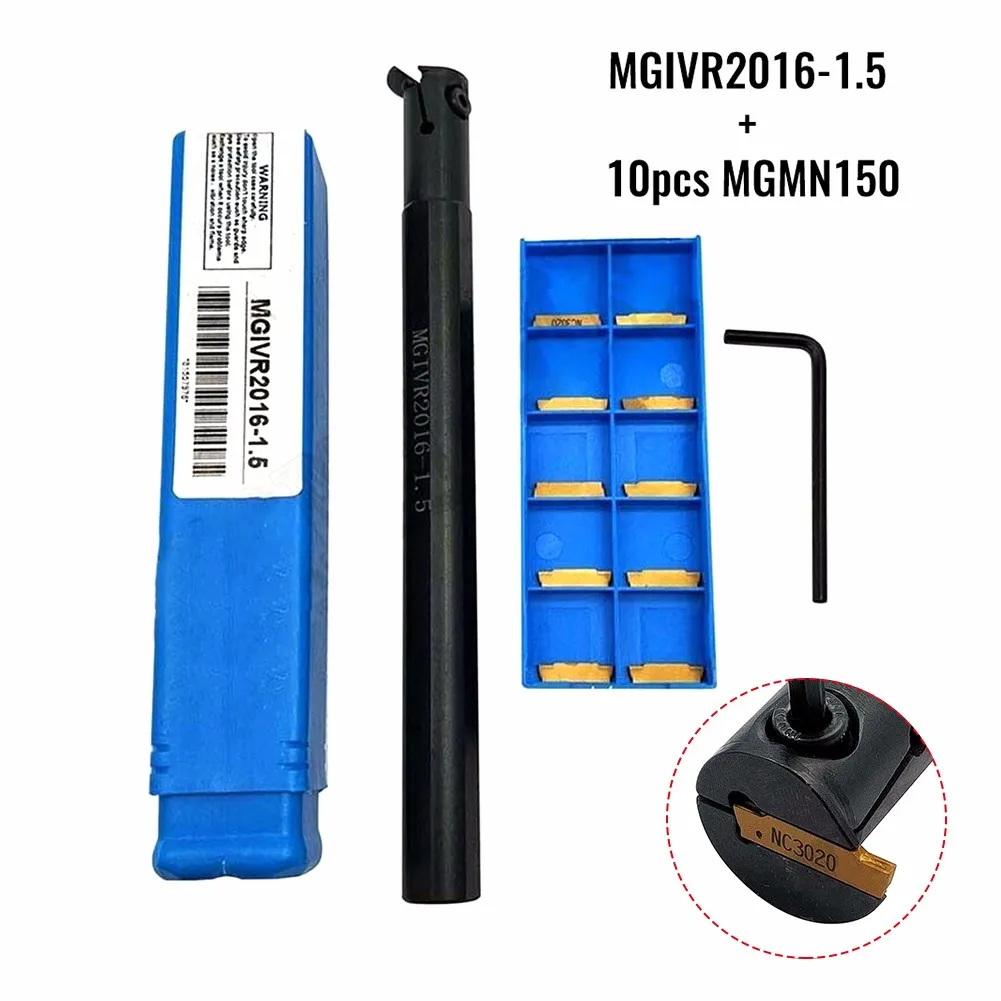 

+10pcs MGMN150 -G Cutting Insert MGIVR2016-1.5 Bar External Turning Tool Holder