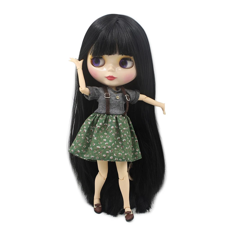 ICY DBS шарнирная кукла Blyth Игрушка Черный прямой длинный волос белая кожа