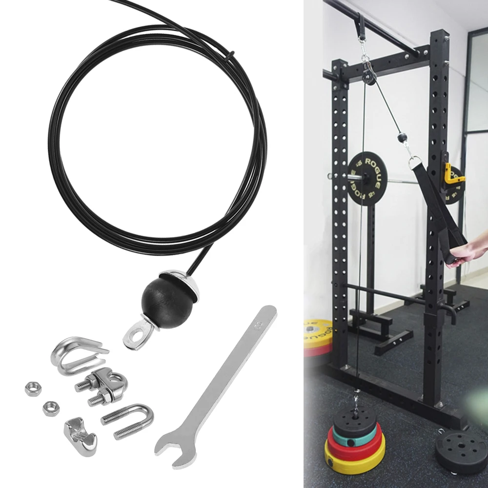 

Fitness Triceps Handle Bar Pulley DIY Heavy Duty Steel Wire Rope Home Gym Trainning Tool Cable Fitness Equipment Pulley Machines