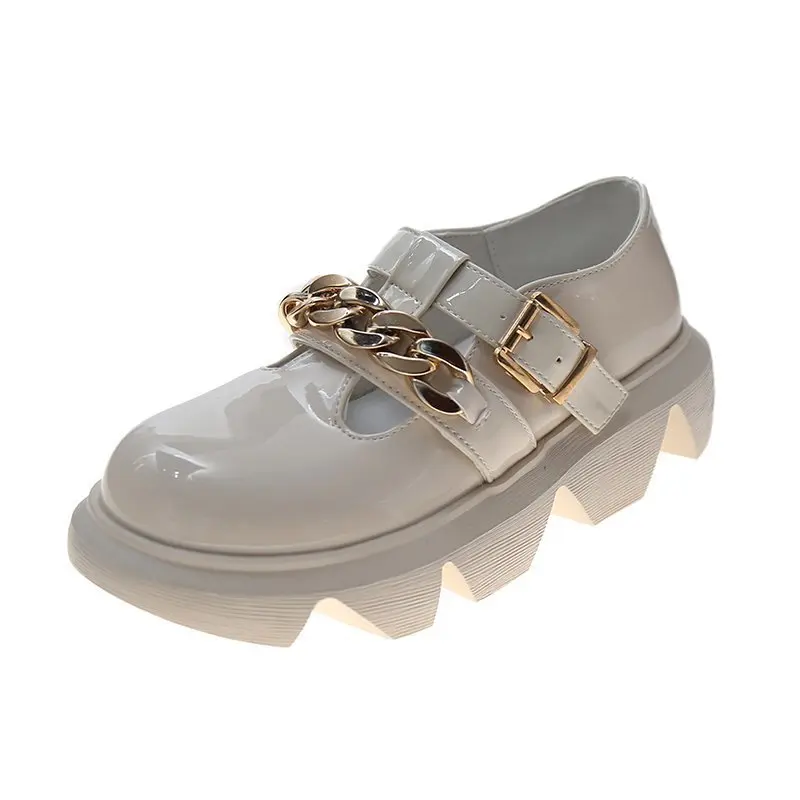

Women's Shoes 2021 Female British Style New Thick-soled Casual Loafers Genuine Leather Fashion Shoes Girls Ladies Black Shoes