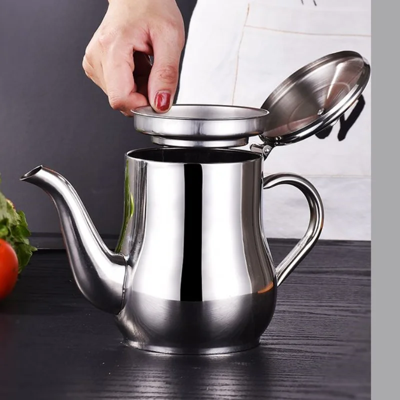 

Stainless Steel Kitchen Oil Can Grease Strainer Container 24oz/32oz Oil Pot With Dust-Proof Lid & Easy Grip Handle For Cooking
