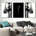 Черная сексуальная обнаженная женская фигурка на холсте, картина на стену, плакаты, принты, настенные картины для гостиной, домашний декор