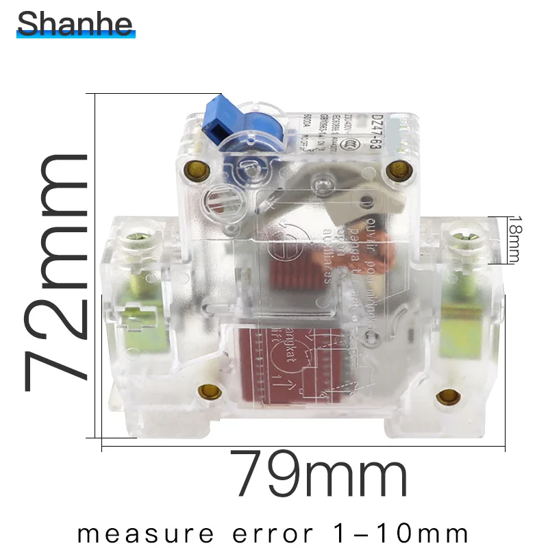 DZ47-63 1P 6A 10A 16A 20A 25A 32A 40A 50A 63A прозрачный мини-выключатель MCB C45