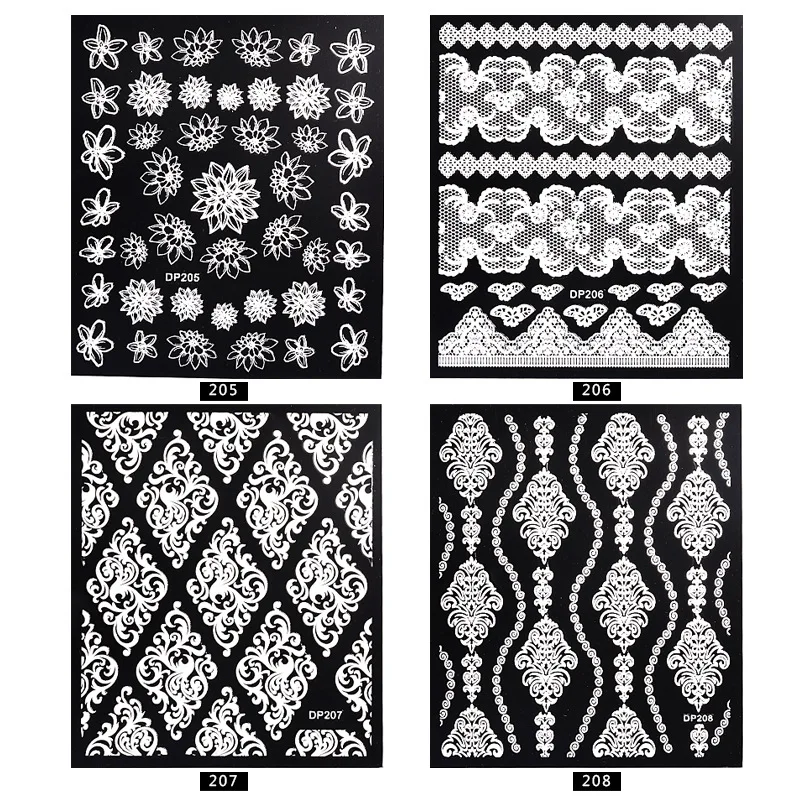 1 шт. 3D белые кружева цветочный дизайн ногтей наклейки самоклеющиеся клей для