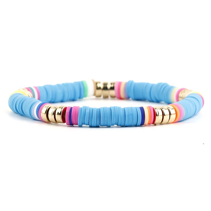 

European And American Accessories New Simple Atmosphere Bohemian Rainbow Jewelry Multicolor Soft Pottery Bracelet