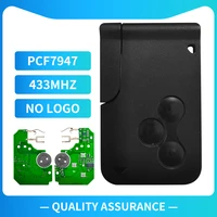 xnrkey replacement remote 3 button smart card shell case pcf7947 chip 433mhz for renault megane card