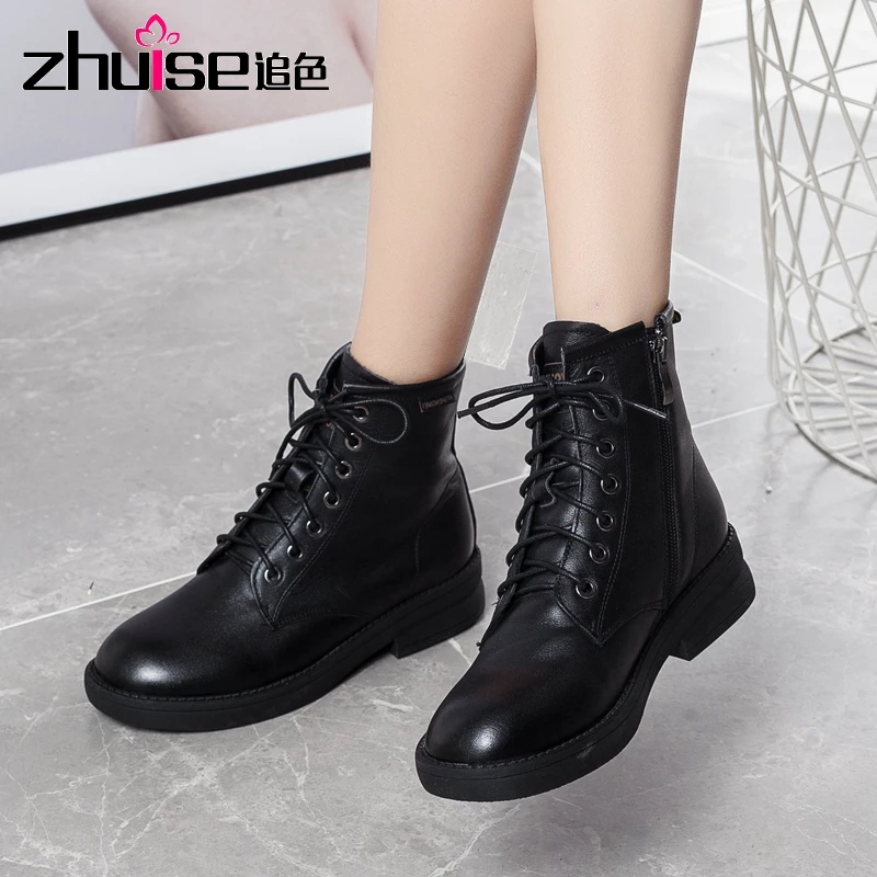 Женские ботинки мартинсы ZHUISE Новинка осени 2020 британская ветровка натуральная