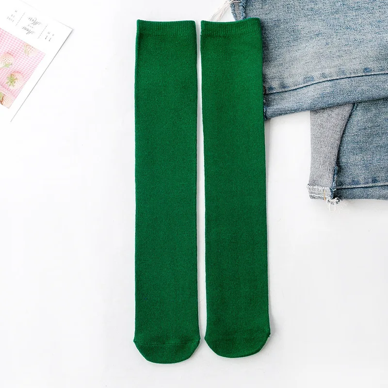 Green Long Socks Детские гольфы, детские носки, хлопковые носки для малышей, гетры до колена, милые носки для мальчиков и девочек, детские носки, 3-12 лет - Цвет: Green Long Socks