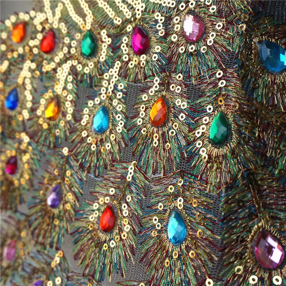 Блестки павлин искусственная вышивка аппликации для платья кружевная ткань