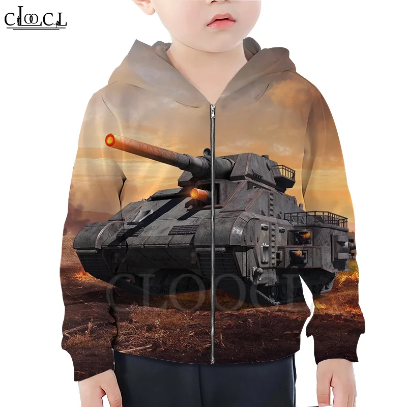 CLOOCL Kids Games World of Tanks/Милая толстовка с капюшоном на молнии для мальчиков и девочек 3D