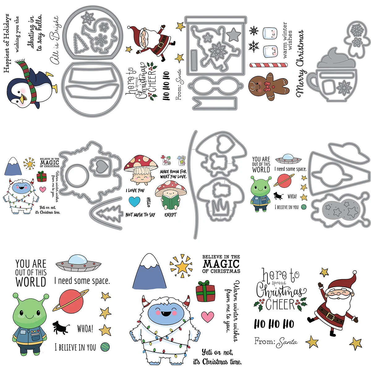 

New Penguin Santa Metal Cutting Dies and Clear Stamps for DIY Scrapbooking Photo Album Craft Paper Card Template Decoration