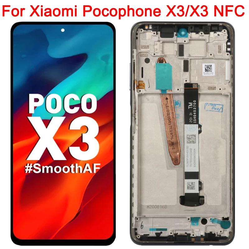 

Original LCD For Xiaomi Poco X3 NFC Display With Frame 6.77 Inch 10 Touch Pocophone X3 M2007J20CG LCD Display Touch Screen Parts