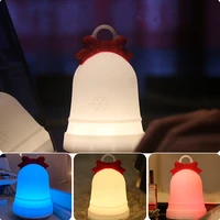 creative childrens gift christmas bell charging colorful led silicone night light bedroom living room pat bedside table lamp