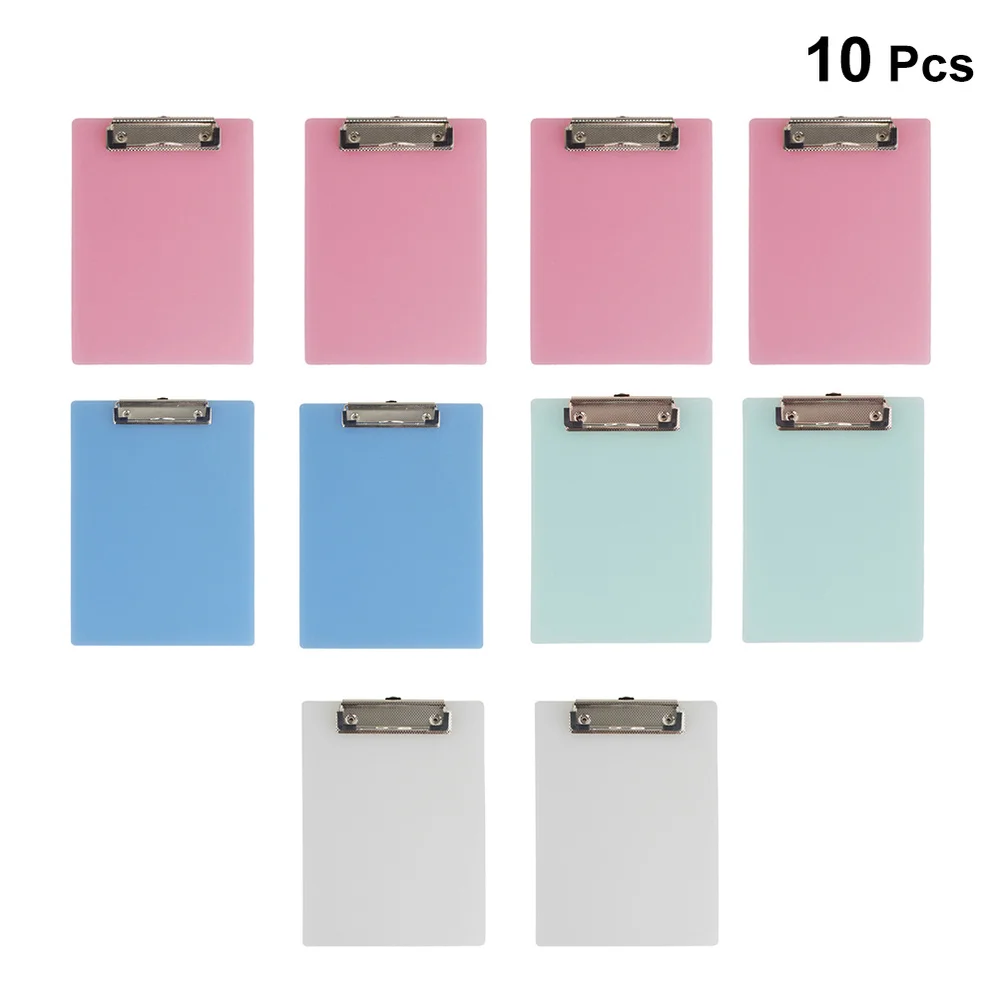 

10Pcs A5 Clipboard Profile Clip Hardboard Paper Holder Writing Memo Folders for School Classrooms Office (4pcs + 2p