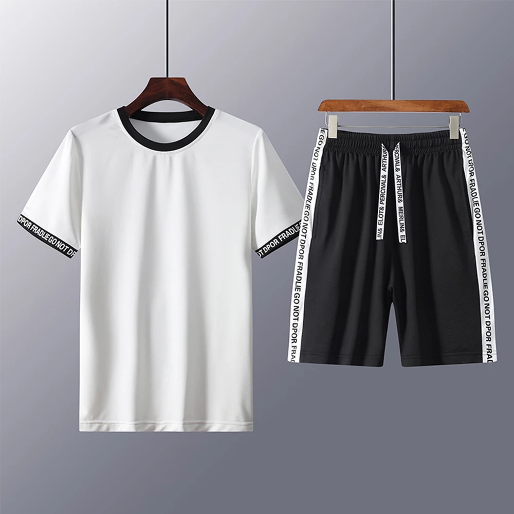 

Summer outdoor sports quick drying round neck short sleeve T-shirt suit men Casual Short Sleeve shorts two piece suit large 8xL