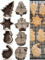 4pcsset christmas cookie baking moulds snowman snowflake christmas tree santa claus pattern baking molds diy biscuits stamp