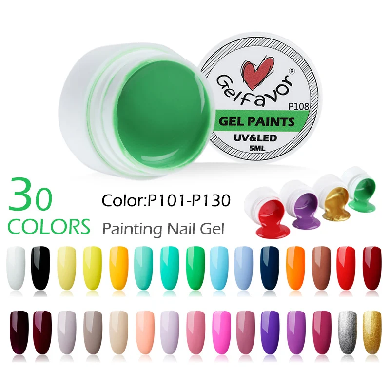 

Лидер продаж, 30 цветов, Гель-лак для ногтей для рисования ногтей, акриловый цветной УФ светодиодный Гель-лак для самостоятельного макияжа, с...