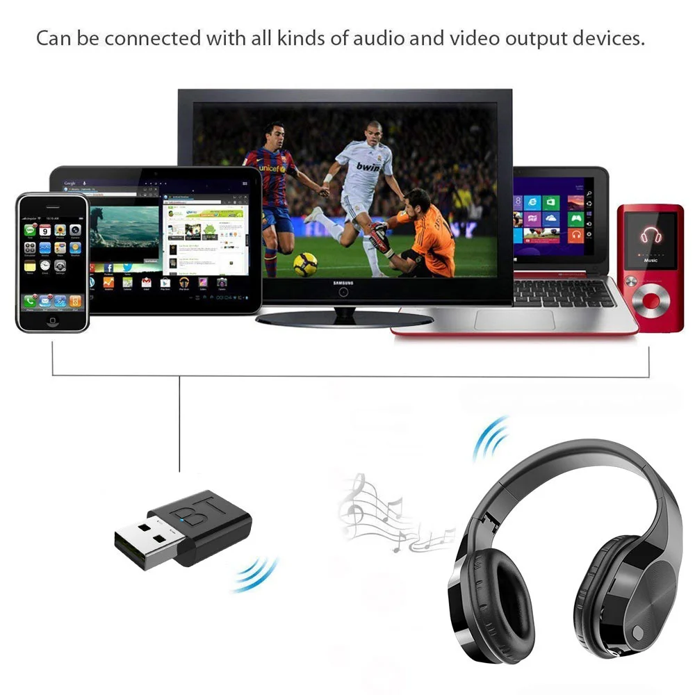 

Bluetooth Headphone Wireless TF Card MP3 9D Stereo Headphone Bluetooth Transmitter FM Headsets With Mic Phone Tablet TV Headset