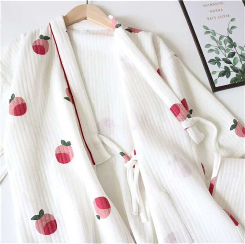 Пижама женская из 2 предметов новый персиковый комплект 2021 Японское кимоно