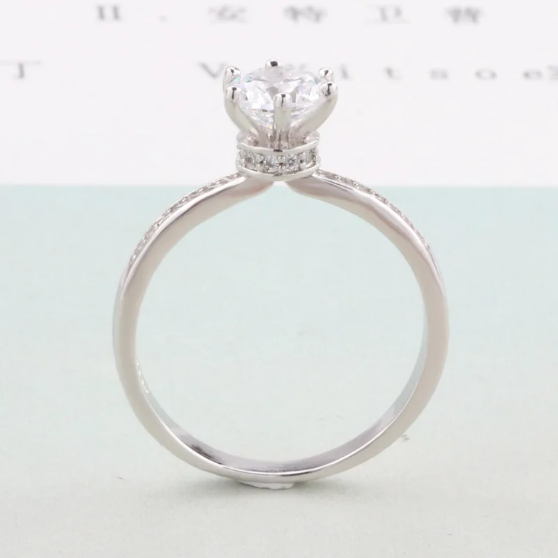 

Romantic Wedding Diamond Rings for Women 925 Solid Sterling Silver Lab Luxury Jewelry for Anniversary Bride with Box Gift New