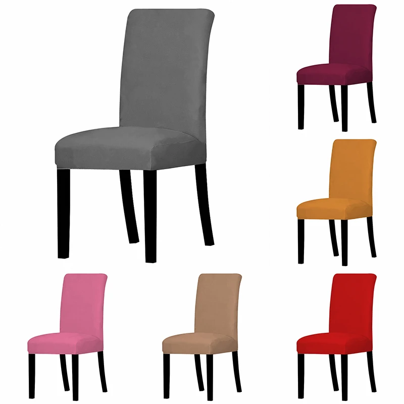 

Однотонные чехлы на стулья из спандекса с принтом, эластичный чехол на сиденье, чехлы для столовой, Свадебный чехол
