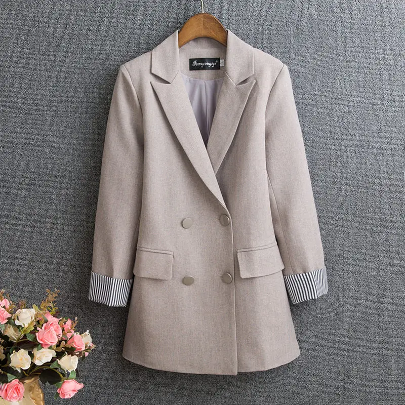 

Blazers And Jackets Women 2020 Spring and Autumn New Korean Double-breasted Blezer Feminino British Style Suit Jacket Casual Co