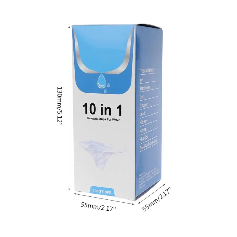 

C7AC 100Strips Water Test Strips Reagent Strip For Water Quality Analyzing Testing With 10 Analysis Residual Chlorine pH Total