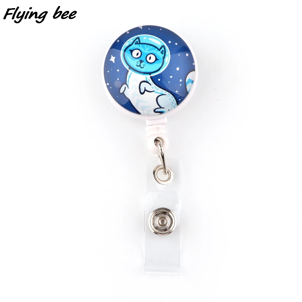 

X2059 1pcs Hot Sales Space Astronaut Cat Retractable Badge Reel Clip Student Friends Exquisite IC Card Cartoon Badge Holder