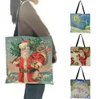 Новое поступление, многоразовые сумки для покупок, для продуктов, креативная женская сумка-тоут с принтом Санта-Клауса, B13209
